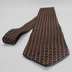 Krizia Uomo Vintage Silk Tie Italy Black Red Gold Golf Club Novelty Pattern 3.75